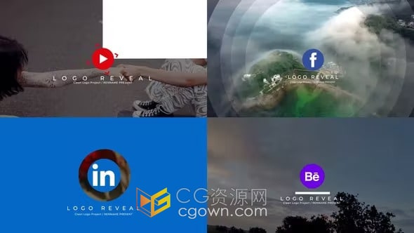 4组简单图形动画LOGO视频片头效果-AE模板下载