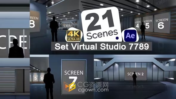 虚拟工作室电视演播室新闻播音员Virtual Studio 7789 AE模板