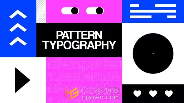 AE模板-創(chuàng)意彩色文字幾何形狀圖案圖形排版片頭Pattern Typography