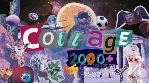 Collage AE脚本模板预设包创意拼贴元素动画视频