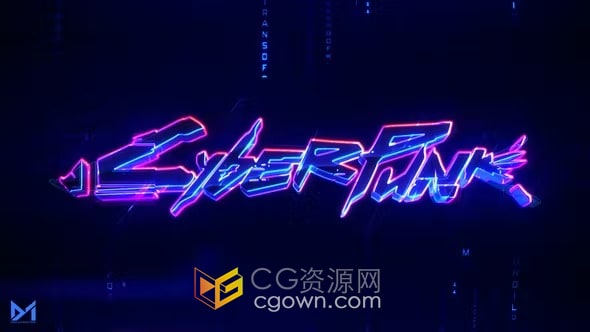 AE模板-高科技賽博朋克霓虹燈像差標(biāo)志動畫Cyber Logo Reveal