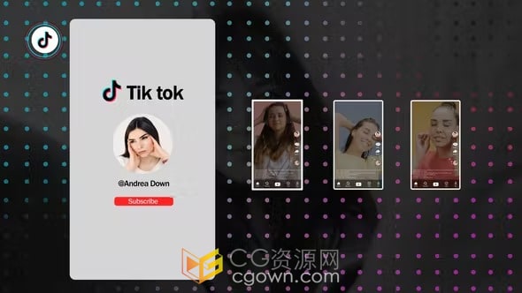 TikTok短視頻社交平臺(tái)抖音用戶介紹動(dòng)畫視頻-AE模板