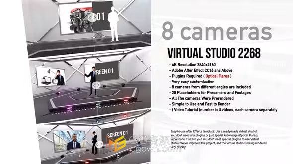 4K分辨率新闻演播室3D场景AE模板Virtual Studio 2268