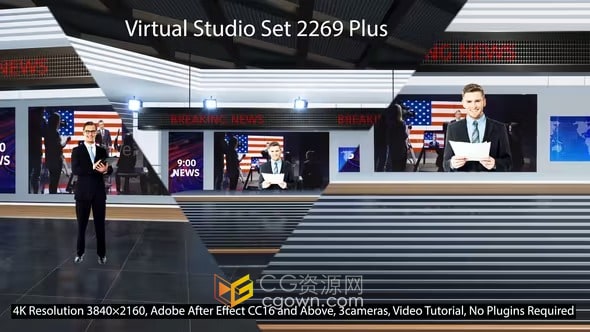 Virtual Studio 2269虚拟演播室电视新闻频道设计AE模板