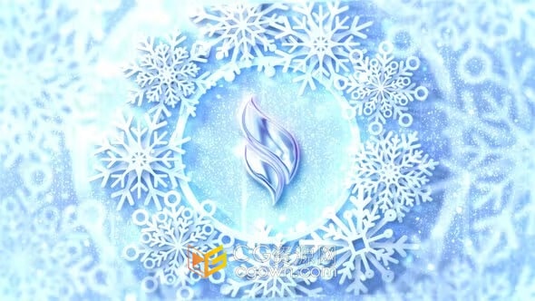 AE模板-优雅闪亮纯净雪花元素散景动画演绎大气标志片头Christmas Logo