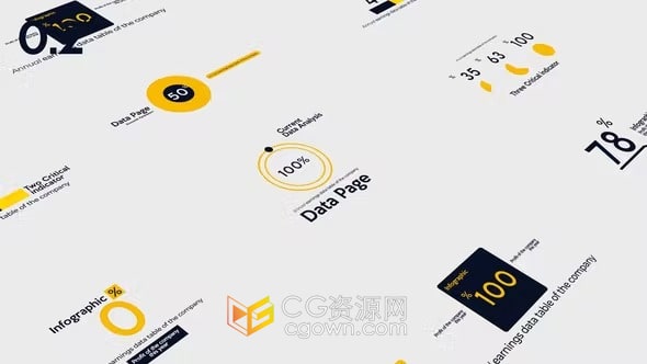 AE模板-快速百分比數(shù)據(jù)增長動畫7個不同的信息圖表場景