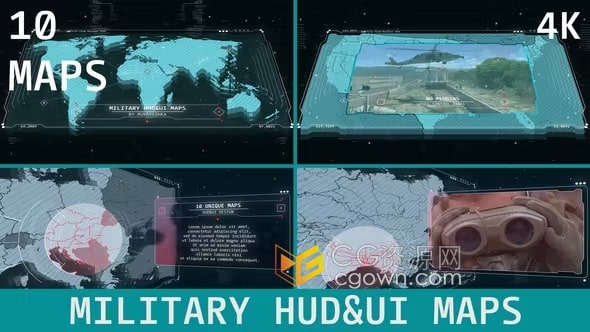 AE模板-10张HUD UI 军事动画地图适合战争新闻纪录片档案