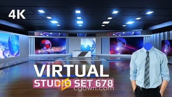 虚拟工作室体育新闻室演播室场景动画视频-AE模板