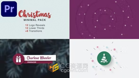 PR模板-带有漂亮的圣诞节图标动画圣诞标志标题圣诞过渡元素