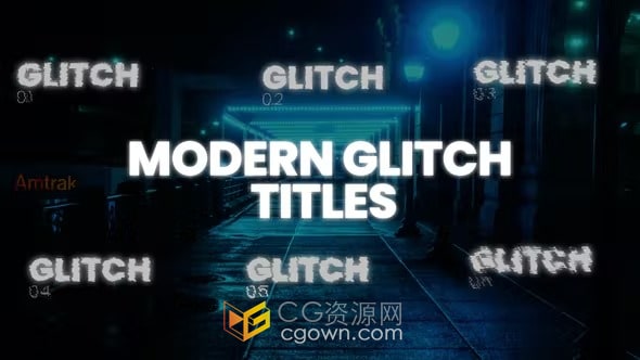 Modern Glitch Effect PR模板10个故障文字标题动画