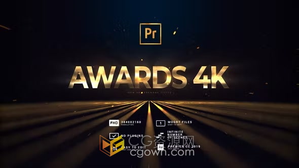 颁奖典礼时尚活动公司开幕式大气金色标题动画视频-PR模板