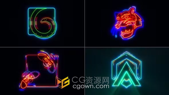 闪烁霓虹灯标志动画AE LOGO模板下载