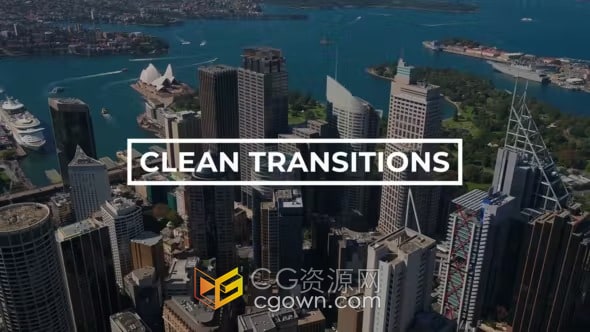 Clean Transitions AE模板幻灯片视频转场图形过渡遮罩