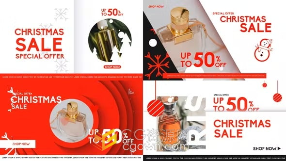 圣诞节优惠活动商品折扣推广介绍视频广告-AE模板