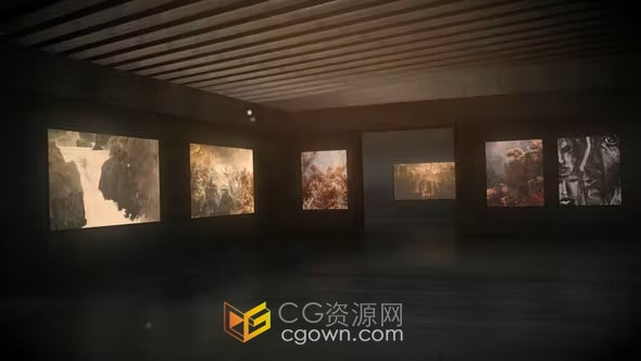 AI Art人工智能艺术馆摄影作品名画展览视频相册-AE模板