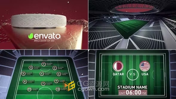 2022年卡塔尔足球世界杯Al-Thumama体育场视频片头-AE模板