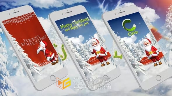 3D圣诞老人动画庆祝Christmas节日快乐小视频-AE模板