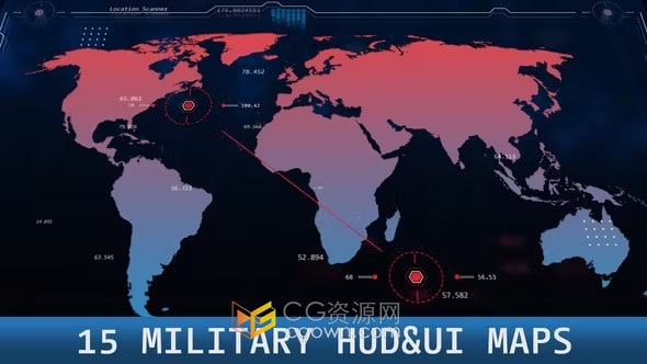 AE模板-15个军事HUD UI 动画地图数字网络高科技军事新闻介绍包装