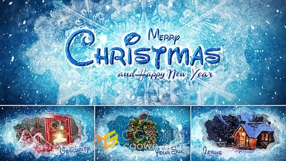 雪花冰冻冷季节圣诞节宣传视频相册-AE与PR模板