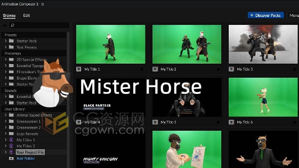 Mister Horse 马头人全部预设包可以使用AE/PR脚本下载