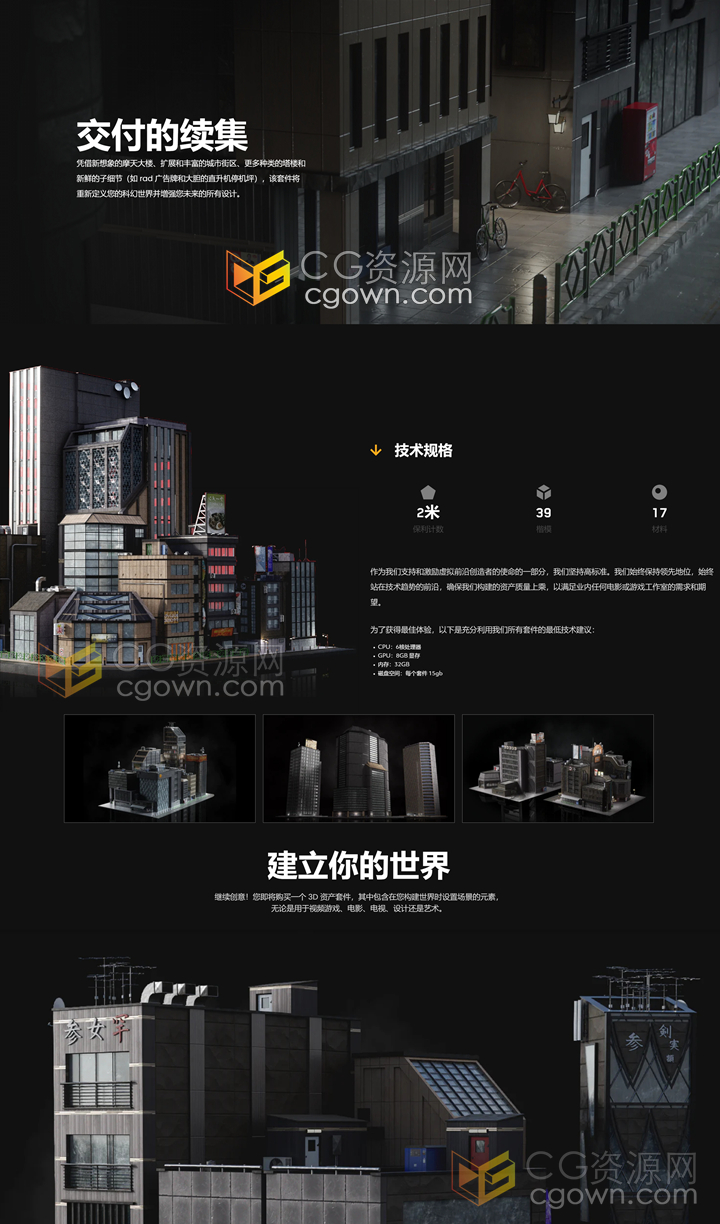 未来科幻感东京城市楼房建筑摩天大楼3D模型下载