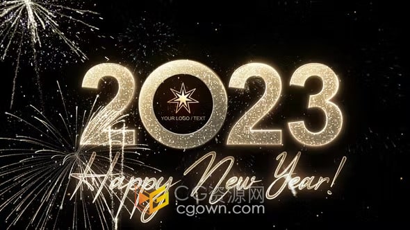 梦幻般闪烁2023新历新年倒计时时钟动画视频-AE模板