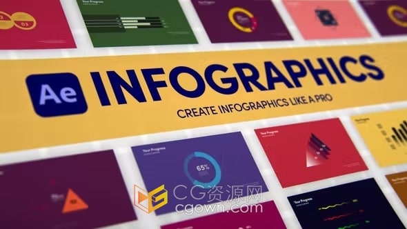 Infographics 290种AE模板信息图表动画场景饼图柱形图条形图
