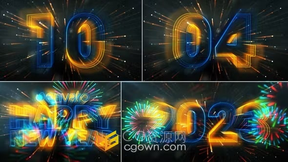 2023年新年快乐倒计时元旦倒数开场片头视频-AE模板