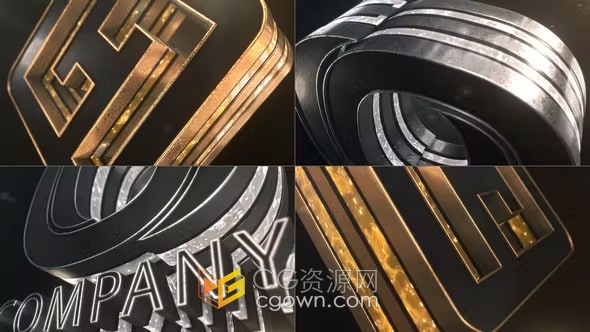 3D金色和银色LOGO三维动画特效片头视频-AE模板