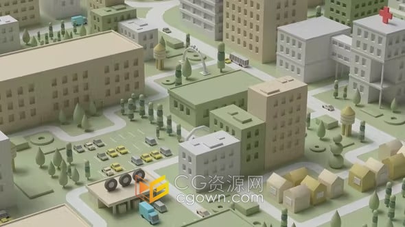 飞过卡通3D城市场景视频片头动画-PR模板下载