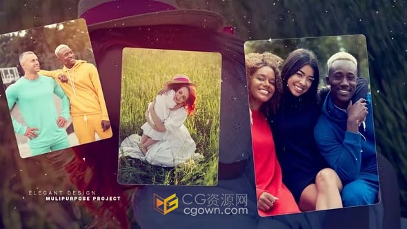 AE模板-干净优雅多屏展示照片相册浪漫婚礼家庭通用视频相册