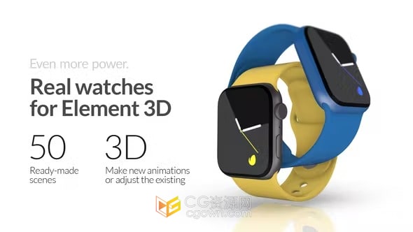 AE模板-50個場景展示3D智能手表運動手表廣告應用程序視頻