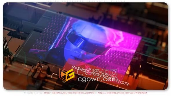 AE模板-带有芯片中央处理器hud元素游戏计算机企业全息视频科技宣传片