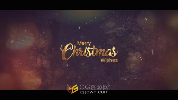 AE模板-雪花飘落温馨漏光动画金色标题圣诞新年节日庆祝视频