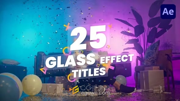 25个玻璃标题Glass Titles免费下载玻璃字幕动画AE模板