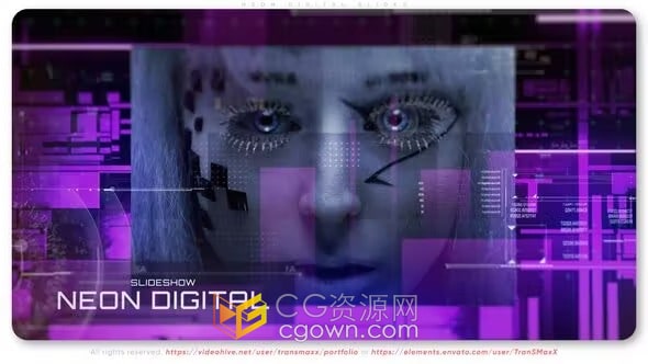 霓虹数字幻灯片未来派科技感宣传片视频动画-AE模板