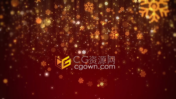 金黄粒子雪花光斑缓缓掉落红色背景新年晚会节庆活动LED视频素材