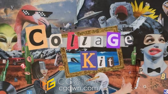 Collage Kit 398个创意拼贴剪纸元素定格动画叠加AE脚本预设包