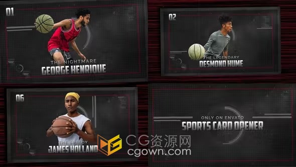 卡片式介绍运动员球星团队宣传推广视频动画-AE模板