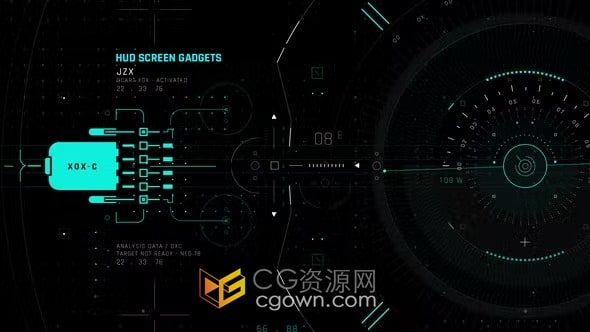 复仇者联盟战斗驾驶舱屏幕图形HUD动画效果-AE模板