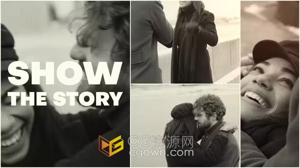 畫筆遮罩轉(zhuǎn)場網(wǎng)格排版照片展示幻燈片宣傳視頻-AE模板