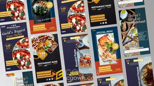 餐厅促销新年推出套餐美食菜单介绍短视频广告-AE模板