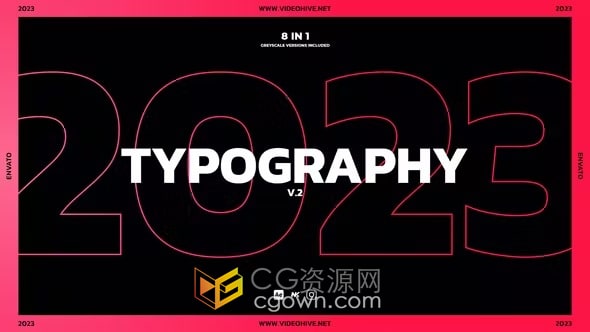 Typography v.2 2023开场介绍动态排版视频片头-AE模板