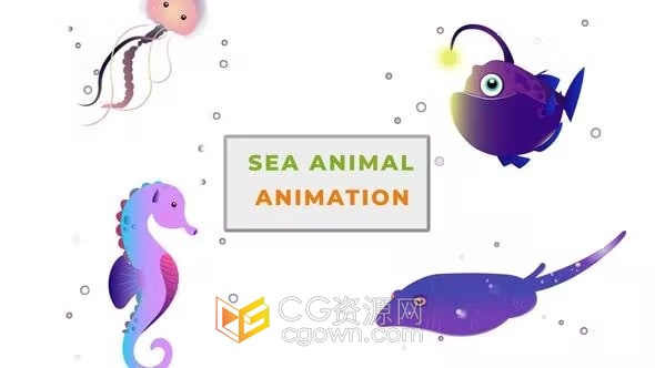 海洋水生动物角色图形动画AE模板下载