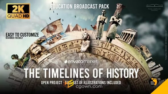 AE模板-励志历史教育频道包装插图素材培训学习宣传视频