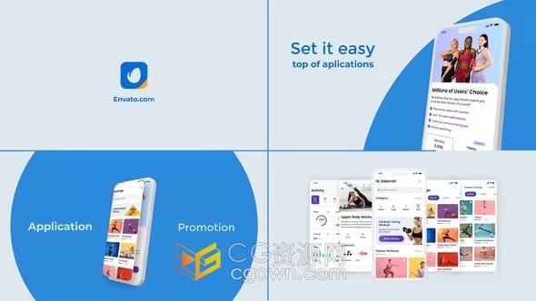 健身應(yīng)用程序介紹APP宣傳廣告-AE視頻模板
