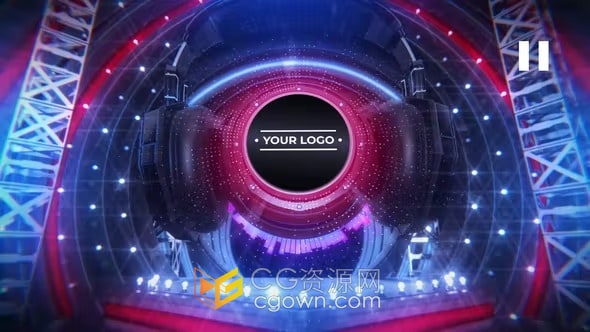 3D场景灯光舞台耳机旋转图形动画音乐活动节目视频片头-AE模板