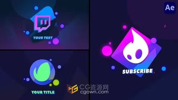 AE模板-活力2D卡通霓虹标志动画公司品牌LOGO片头 | CG资源网