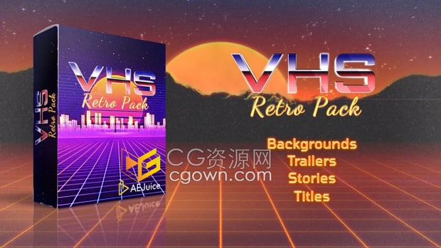 AE/PR模板VHS Retro Pack复古美学老录像带文字标题动画视频