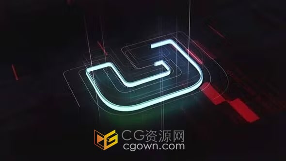 AE模板-賽博朋克風(fēng)格標(biāo)志輪廓漸變繪制科技LOGO動(dòng)畫